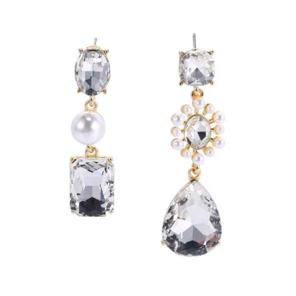 Fashion colorful pearl rhinestones pendant stud earrings